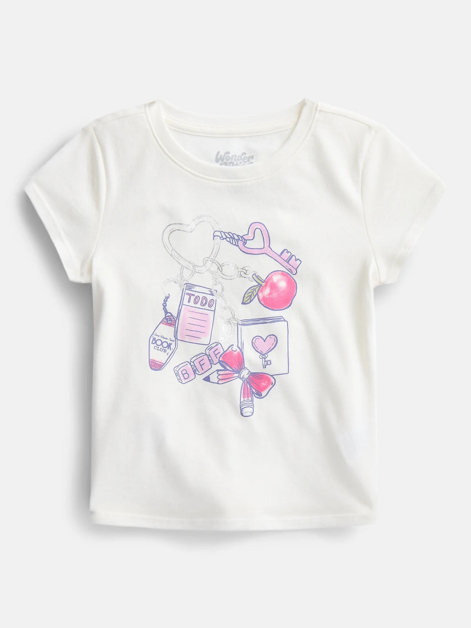 Girls Embellished Graphic Tee with Short Sleeves, Sizes 4-18 & Plus