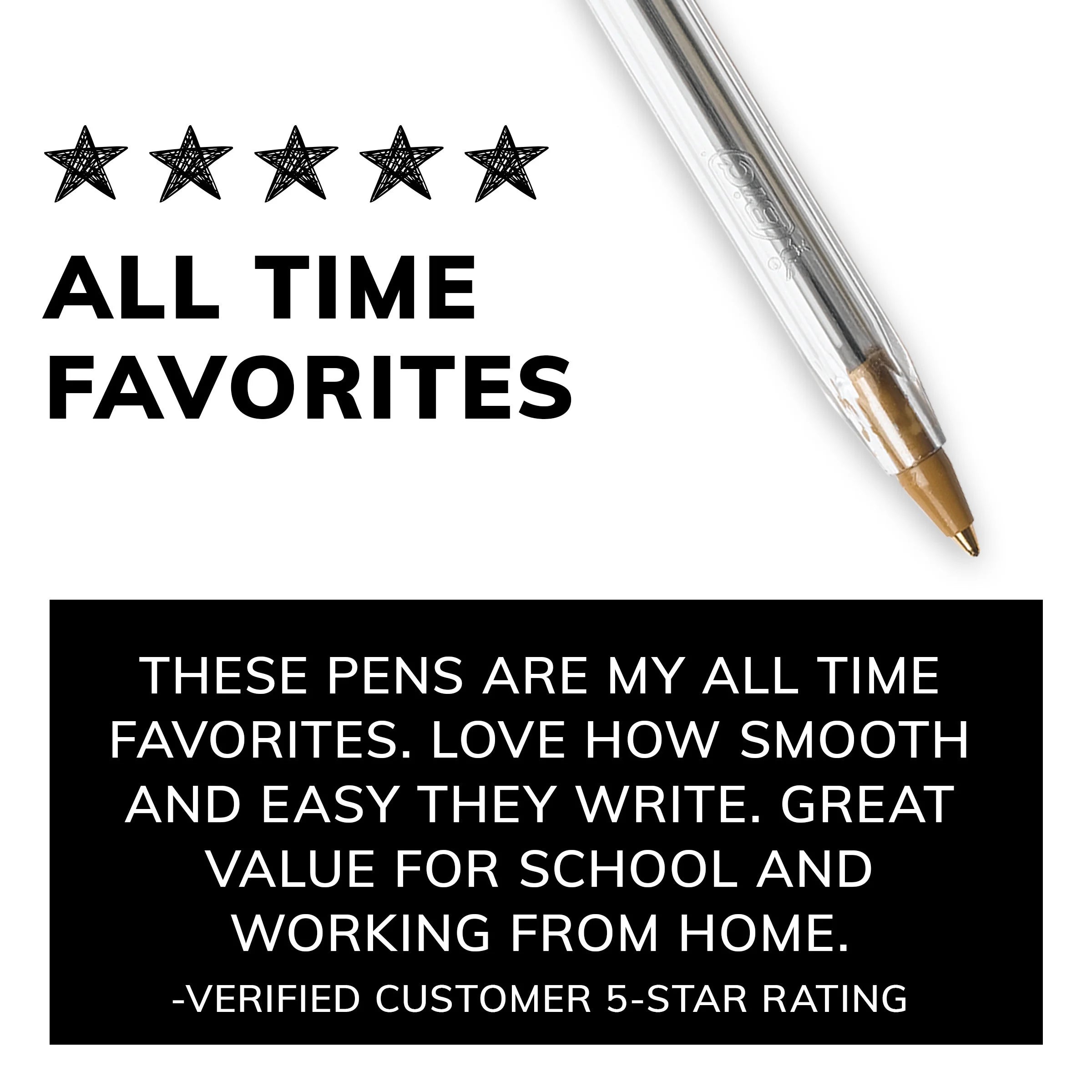 Cristal Xtra Smooth Medium Point Ball Pen, School Supplies, 1.0 Mm, Black, 10-Count