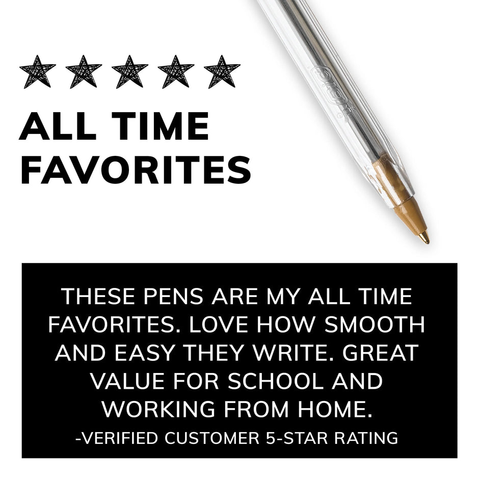 Cristal Xtra Smooth Medium Point Ball Pen, School Supplies, 1.0 Mm, Black, 10-Count