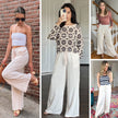 Pants for Women Wide Leg Linen Pant White Summer Casual Palazzo Flowy Pants with Pocket Drawstring Loose Lightweight Pants M
