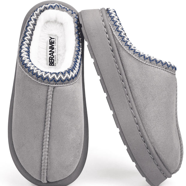 Cozy Platform Fuzzy Slippers for Women and Men Short Ankle Slippers with Anti-Slip Sole Lined with Warm Furry Perfect for Indoor & Outdoor Use