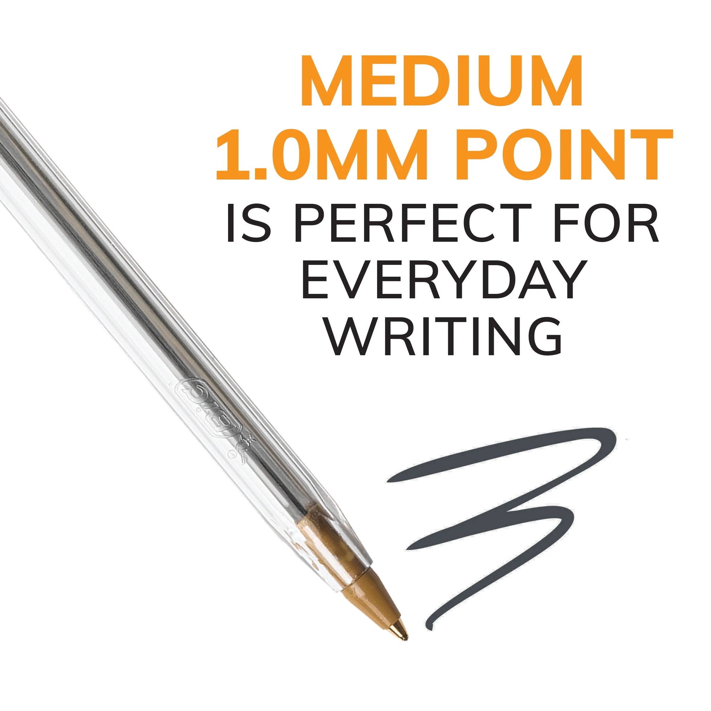 Cristal Xtra Smooth Medium Point Ball Pen, School Supplies, 1.0 Mm, Black, 10-Count