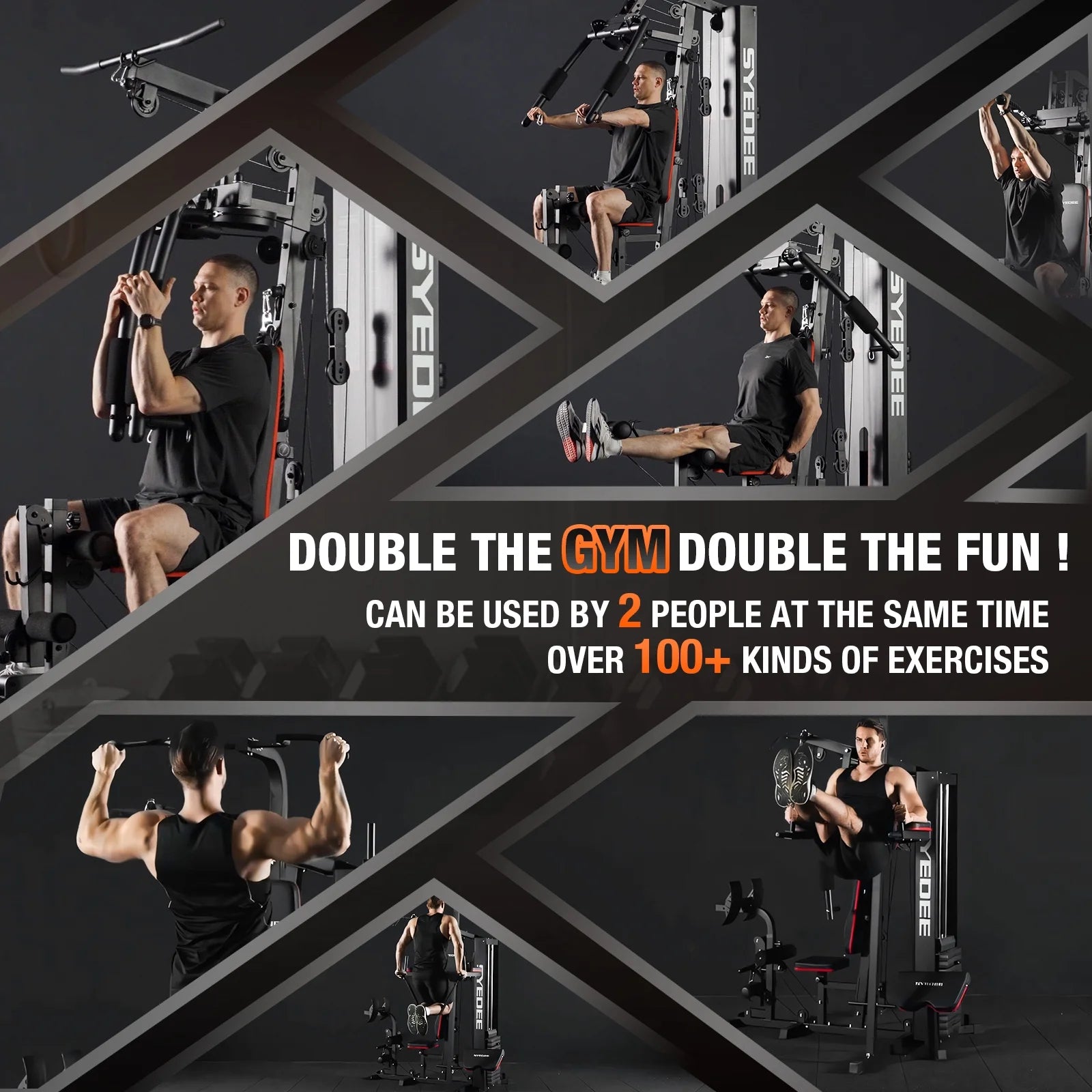 Home Gym Station, Workout Station with 150LBS Weight Stack, Home Gym Equipment with Power Tower for All Body Training