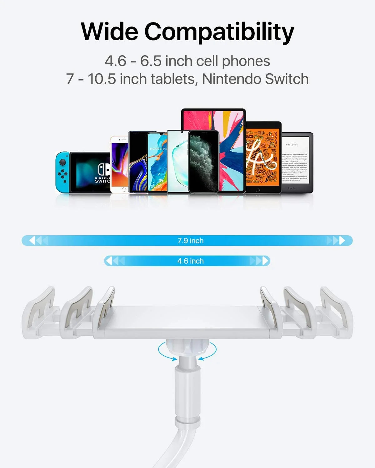 Fleximount Clip-On Tablet Grip with 360-Degree Rotation and Secure Twist-Lock Grip for Media Viewing, Video Calls, Recording, Vlogging, and More