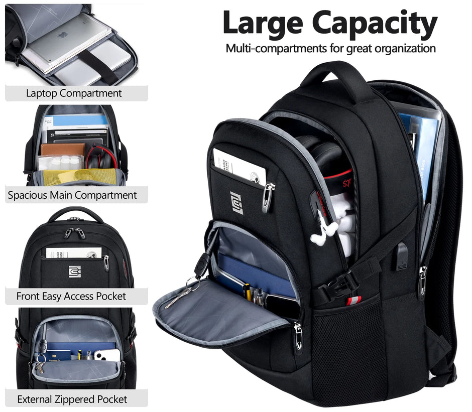 Laptop Backpack with USB Charging Port Water Resistant Backpacks for Adults Work Business Laptop Backpack for Men