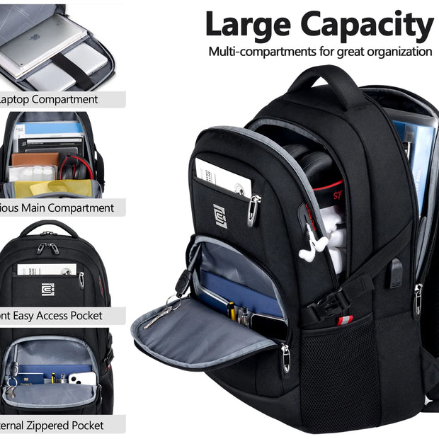 Laptop Backpack with USB Charging Port Water Resistant Backpacks for Adults Work Business Laptop Backpack for Men