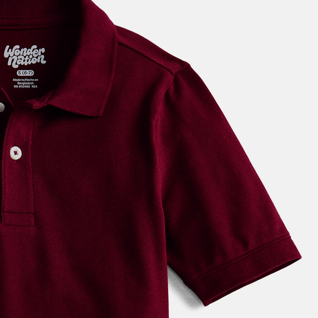Boys School Uniform Pique Polo Shirt with Short Sleeves, Size 4-18