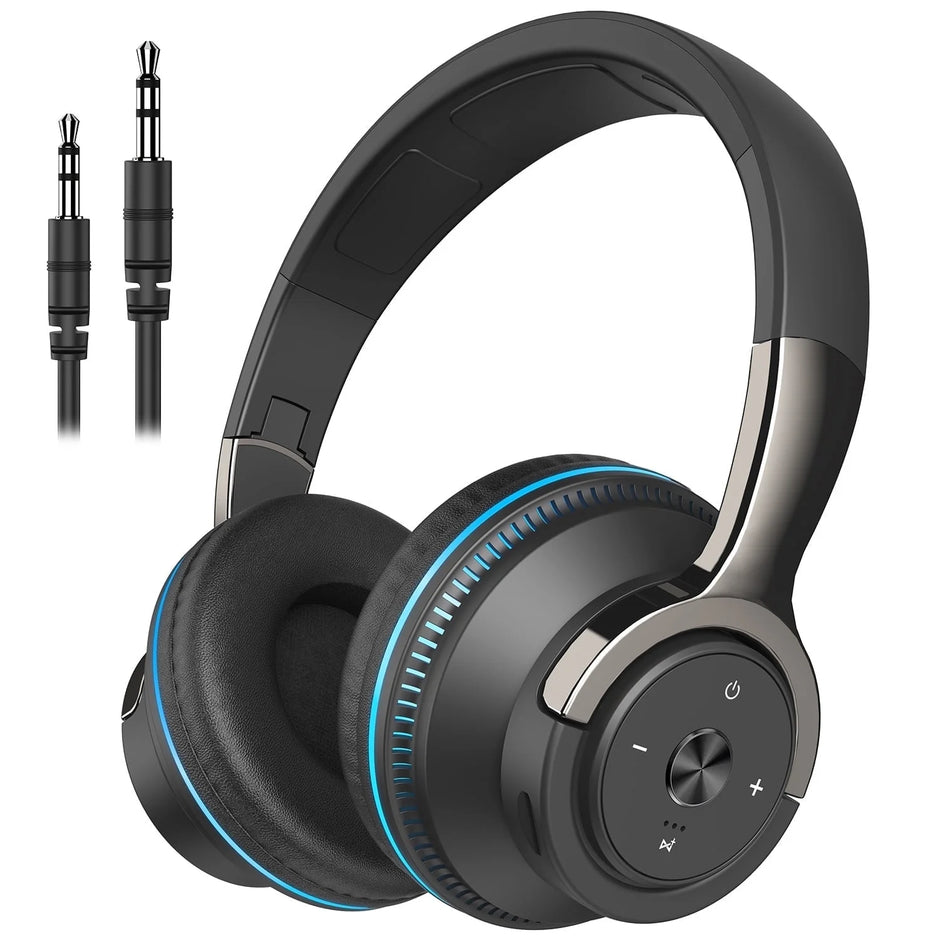Wireless On-Ear Headphone, Upgrade Bass Hifi Stereo Heaset, Foldable, Noise Isolating over Ear Headphone W/ Microphone and Volume Control, for Computer Laptop Cell Phone,Black