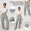 Sweatpants for Women Wide Leg Pants Fall Sweatpants with Pockets Elastic Waistband Comfy Pants Women Winter Lounge Pants Light Grey M