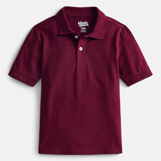 Boys School Uniform Pique Polo Shirt with Short Sleeves, Size 4-18