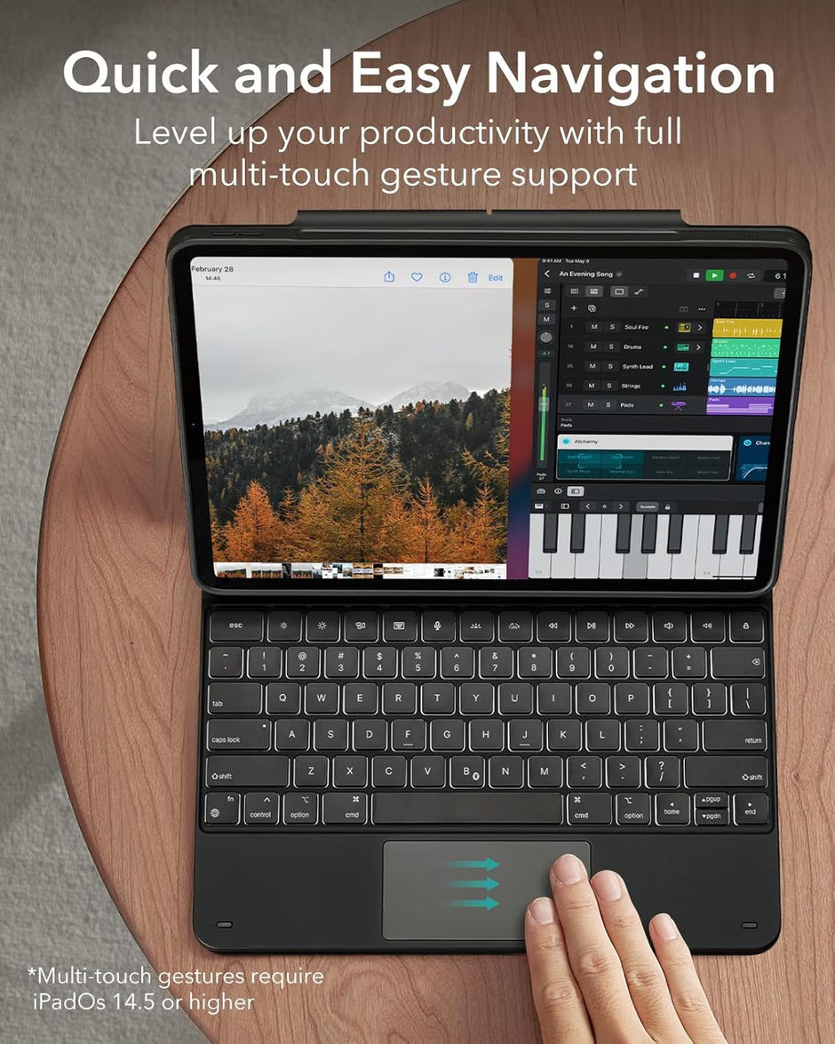 Keyboard Case Compatible with Ipad Air 11 Inch M4/M3/M2 (2026/2025/2024) & Ipad Pro 11/Air 5Th/4Th Gen, Floating Stand with Multi-Touch Trackpad, Black