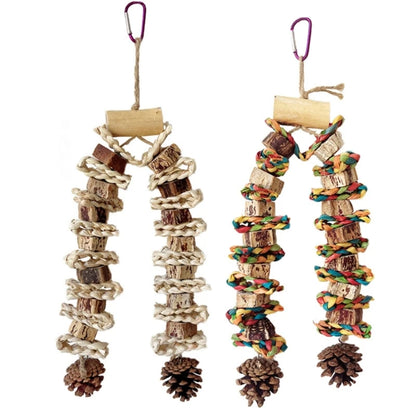 Large Bird Toy Birdcage Hangingtoy Naturalpinecone Block Parrot Chewing Toy Climbing Swing Toy for Lovebirds Cockatoos