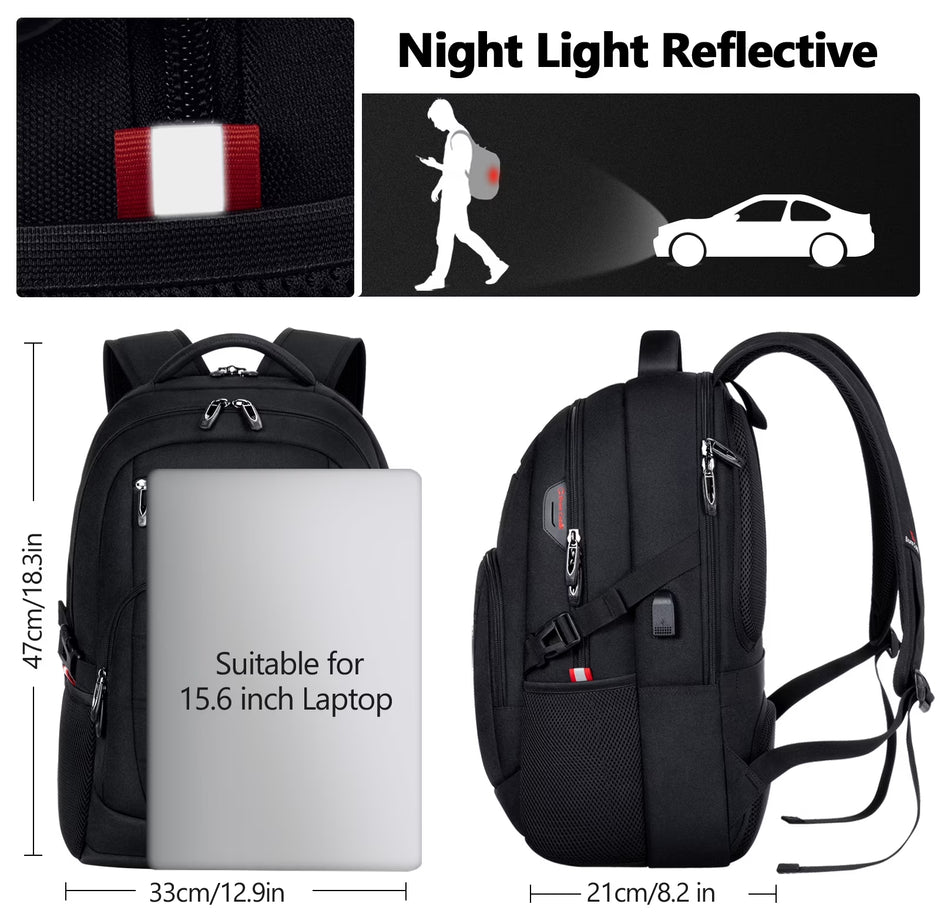 Laptop Backpack with USB Charging Port Water Resistant Backpacks for Adults Work Business Laptop Backpack for Men