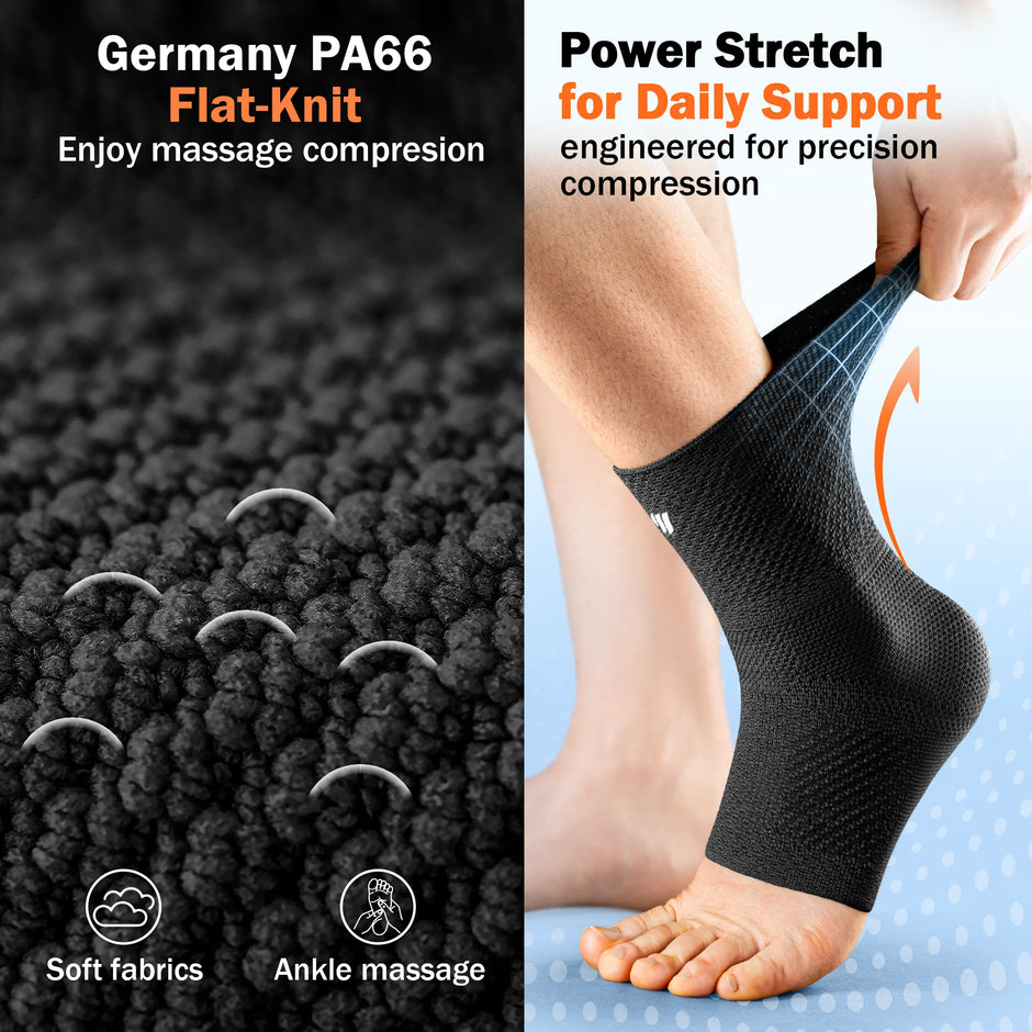 Professional Ankle Brace for Weightlifting & Gym, 7-Zone Ankle Support with Stability Strap, Replaces Bulky Ankle Weights，Black