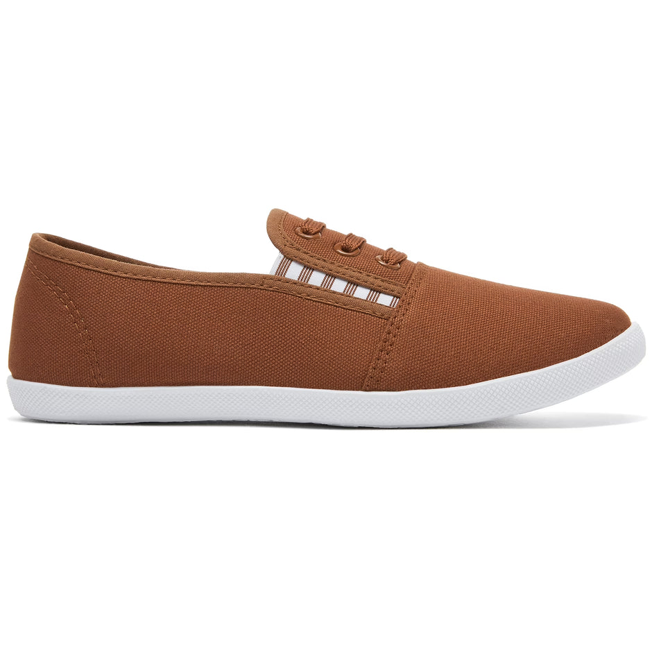 Women’S Slip on Canvas Shoes Sneakers Fashion Elastic Sneakers（Brown US10）