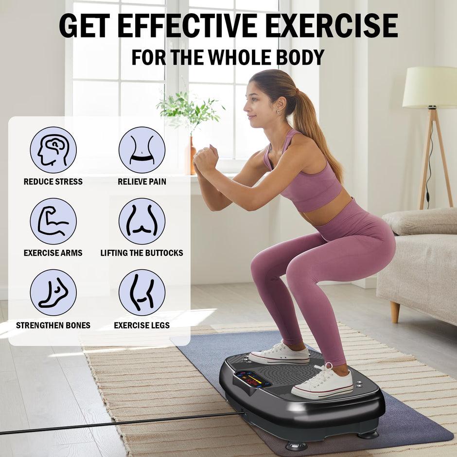 Vibration Plate Exercise Machine for Home Fitness & Whole Body Workout, 330 Lbs Capacity, with 2 Loops, 5 Resistance Bands & Remote Control
