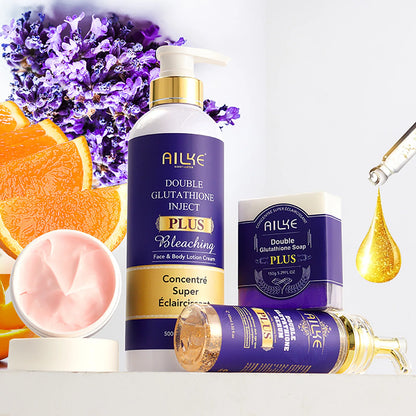 Double Glutathione plus Whitening Skin Care Set, Moisturizing, Reduce Dark Spots, Freckles, Melasma, Hyperpigmentation
