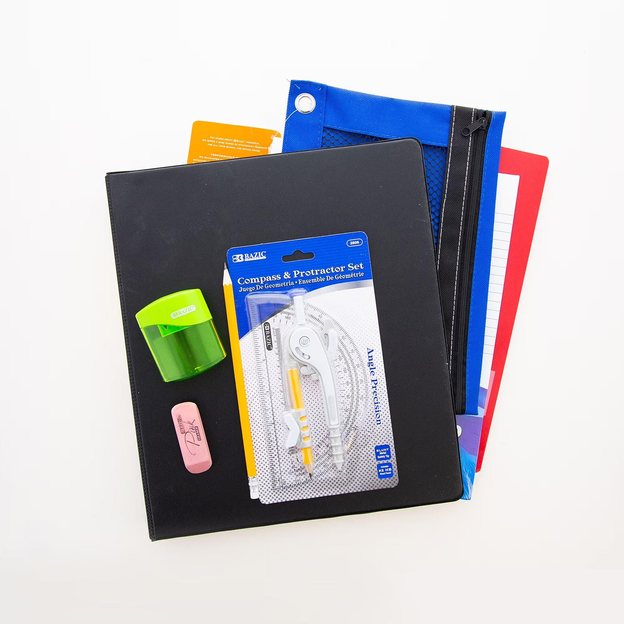 BAZIC Middle High School Kit Bundle Supplies Box 65 Count for Student 7-12 Grades,  School Supplies Composition Books Binder and More, SPEC MAY VARY, 1-Pack