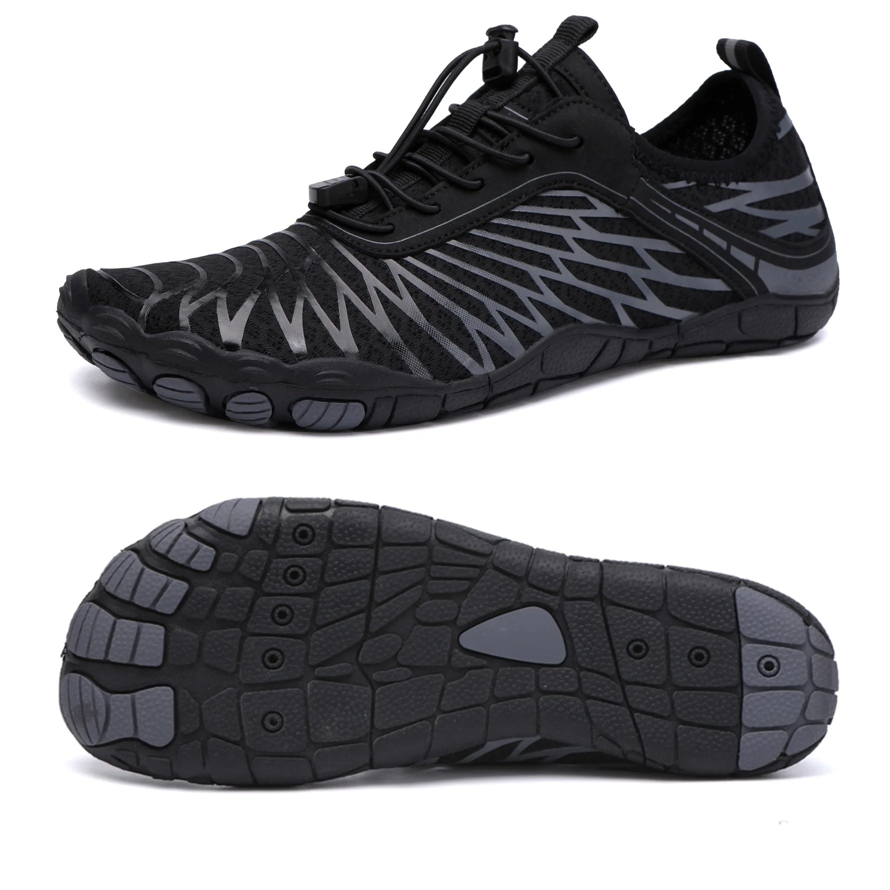 Water Shoes Women Men Quick Dry Wide Toe Box Hiking Aquatic Sports Shoes for Swim Beach Pool Boating, Black