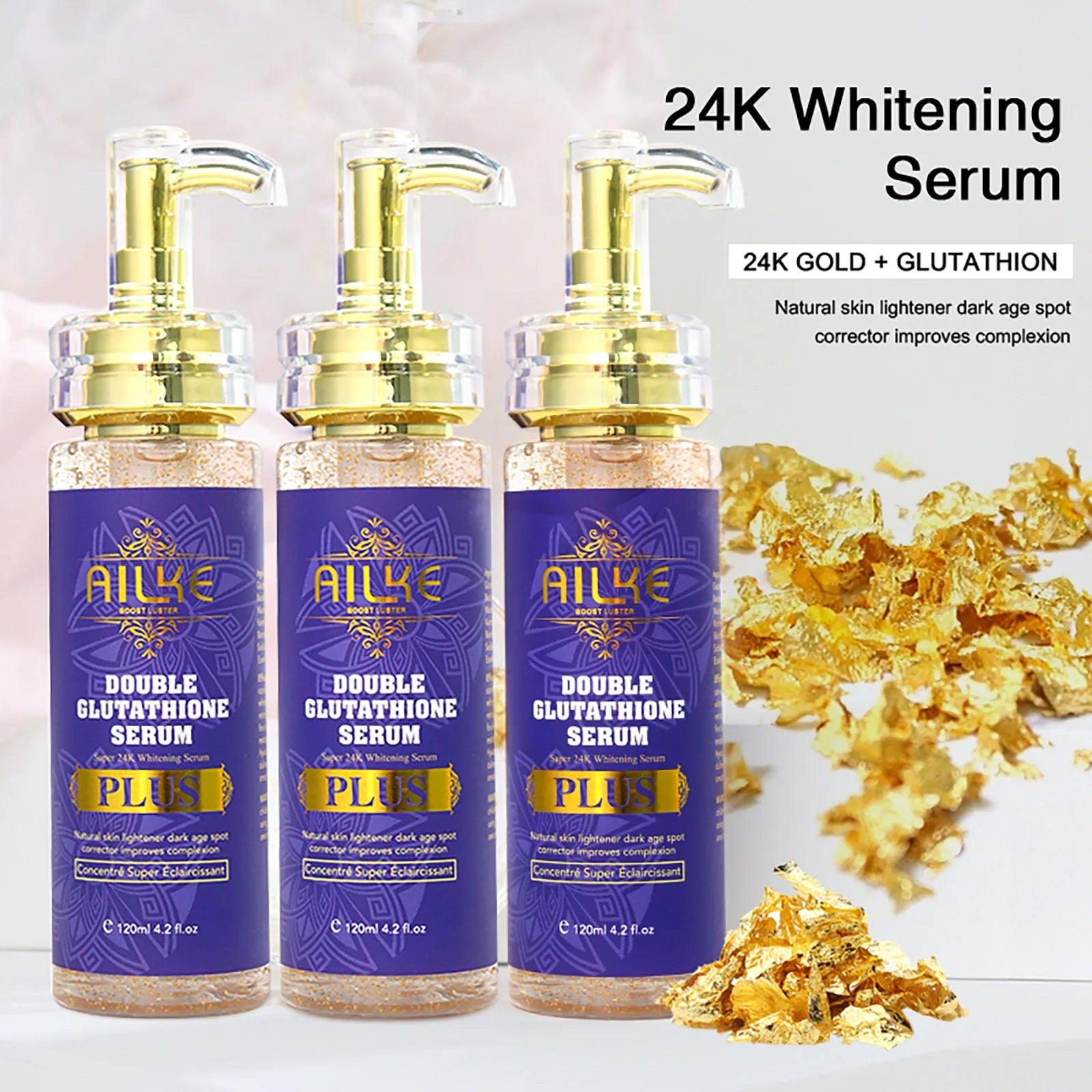 Double Glutathione plus Whitening Skin Care Set, Moisturizing, Reduce Dark Spots, Freckles, Melasma, Hyperpigmentation