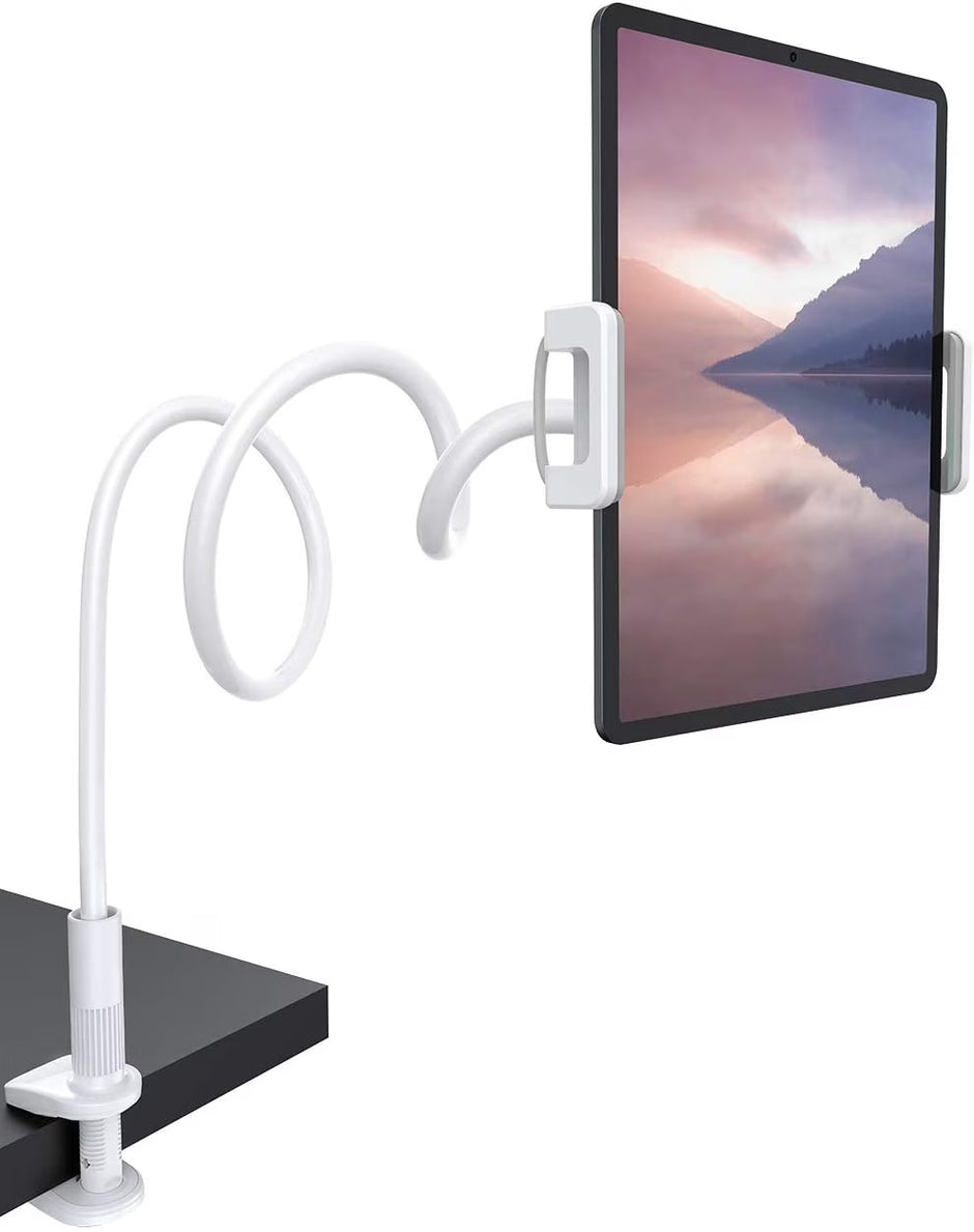 Fleximount Clip-On Tablet Grip with 360-Degree Rotation and Secure Twist-Lock Grip for Media Viewing, Video Calls, Recording, Vlogging, and More