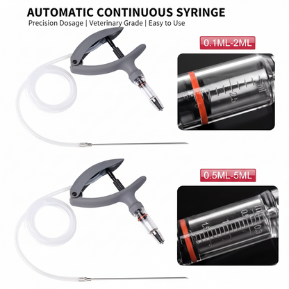 Veterinary Continuous Syringe Gun – Adjustable Dose Animal Injector with 10 Needles