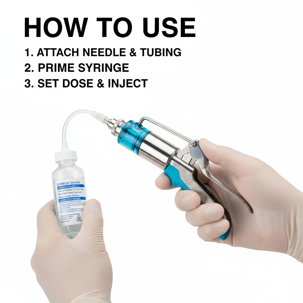 Veterinary Continuous Syringe Gun – Adjustable Dose Animal Injector with 10 Needles