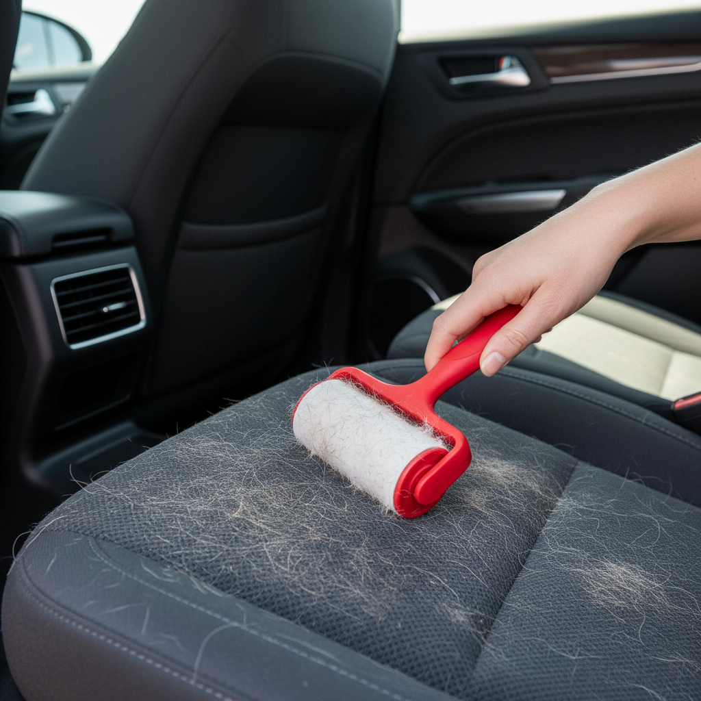 Pet hair remover on car seat