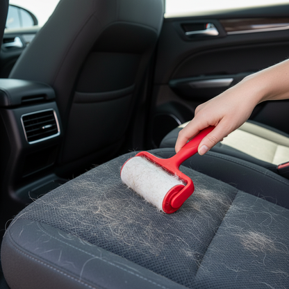 Pet hair remover on car seat