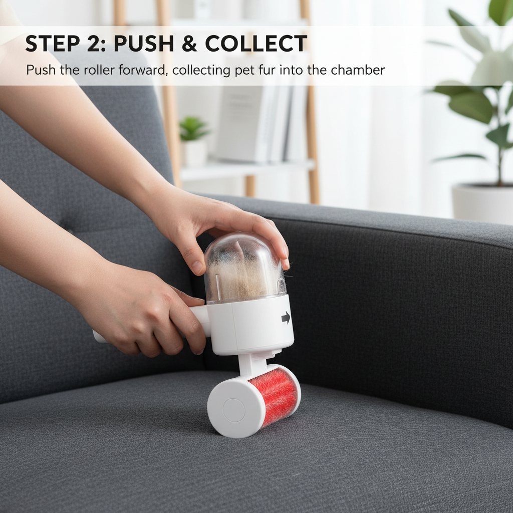 How to use step 2 - push forward to collect fur
