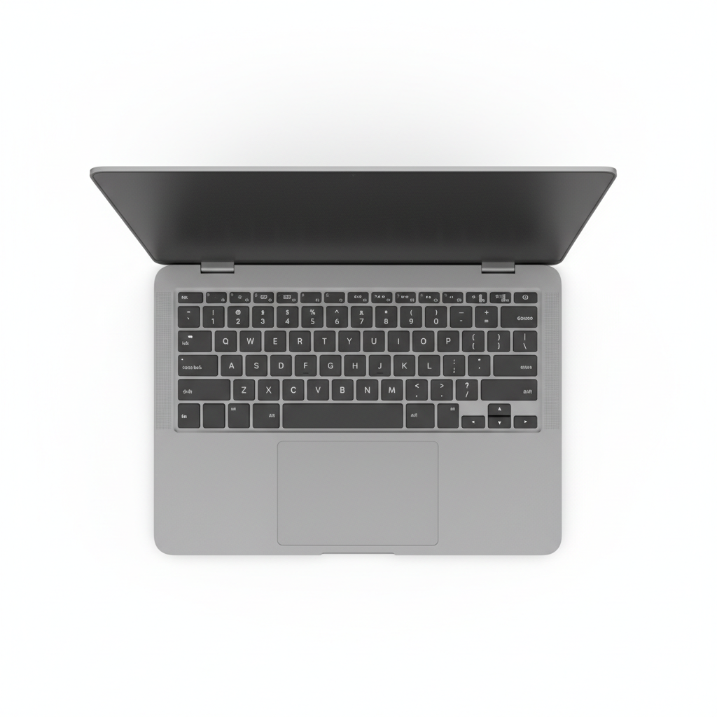 Laptop top-down view showing full keyboard and touchpad