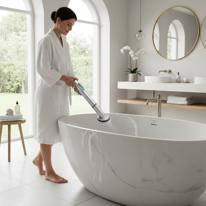Electric spin scrubber cleaning bathtub
