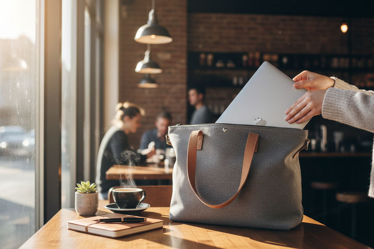 Acer e10 ETBook travel lifestyle shot at coffee shop