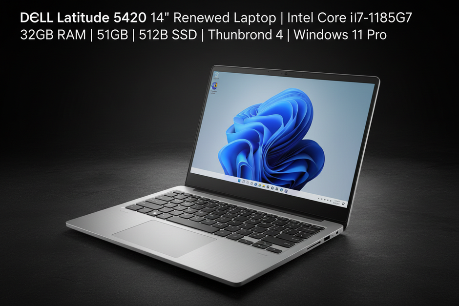Dell Latitude 5420 angled keyboard and display view