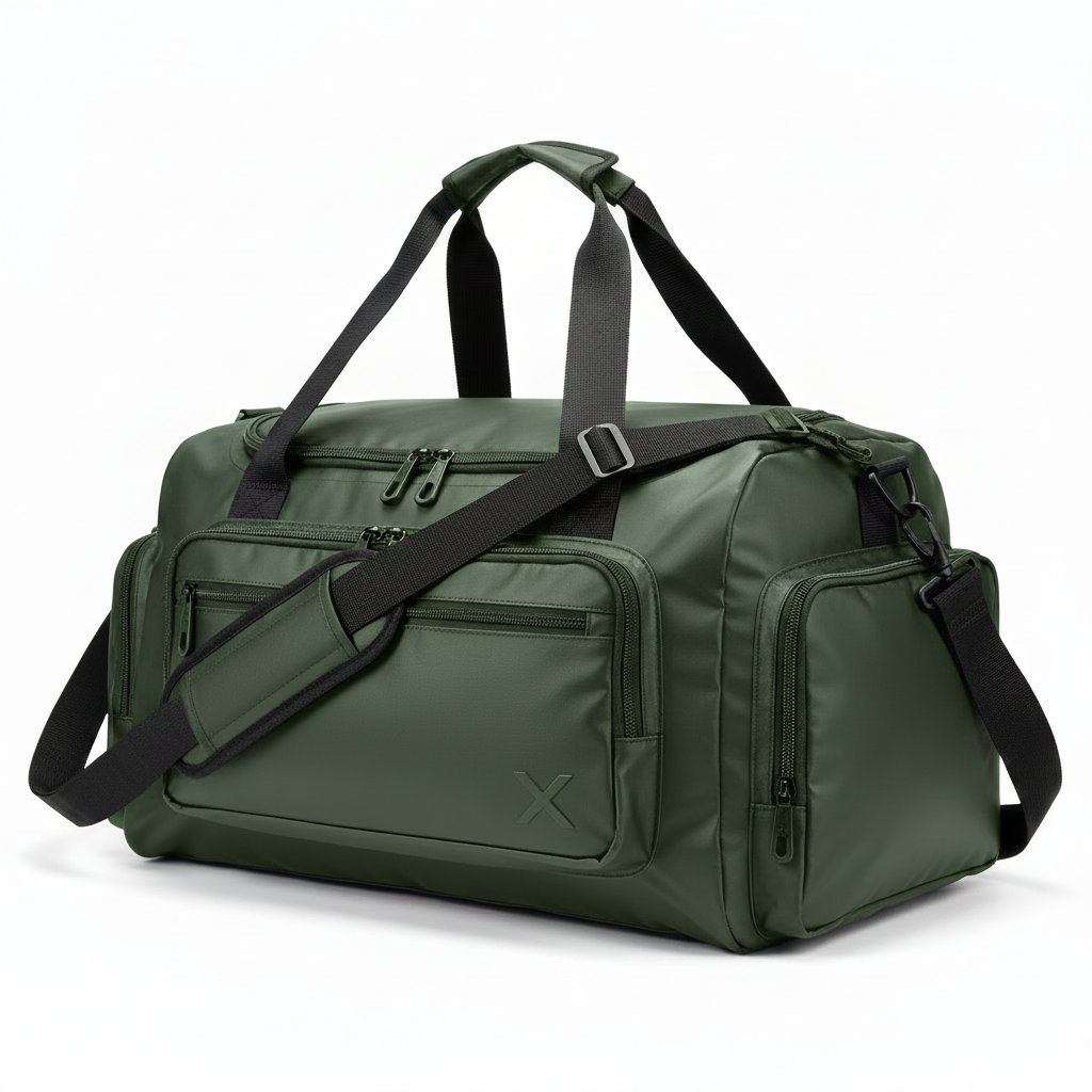 Army green duffel bag
