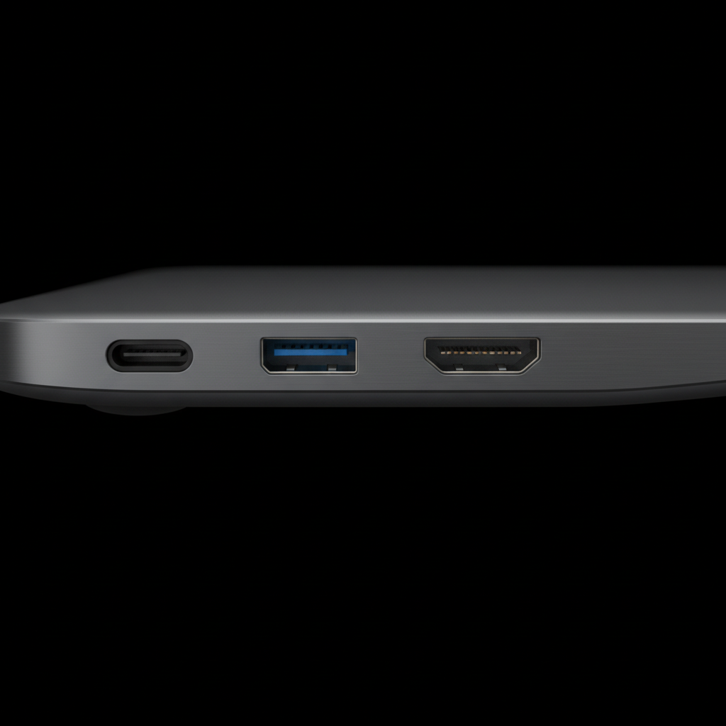 Acer e10 ETBook ports USB-C USB-A HDMI close-up