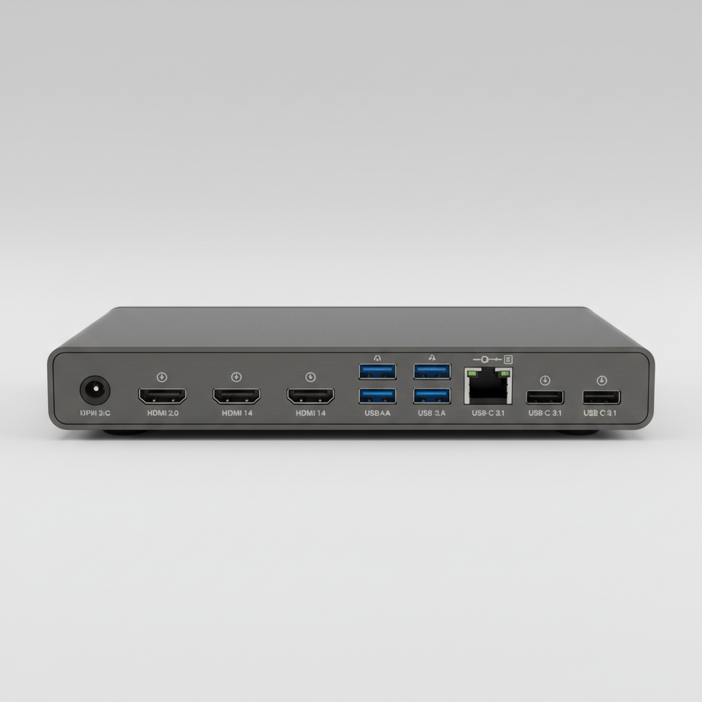 USB-C docking station rear ports view