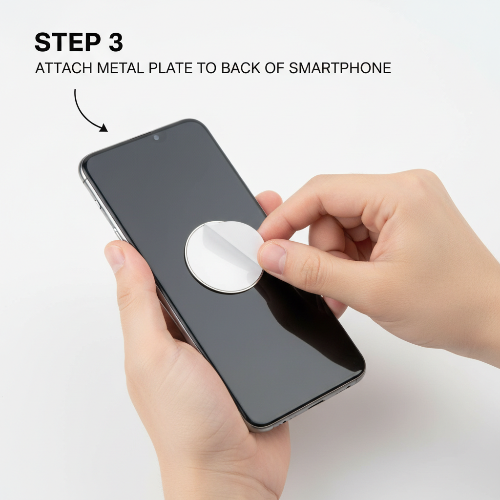 How to use step 3 - attach metal plate to phone