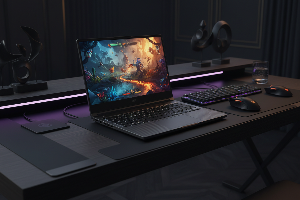 Acer e10 ETBook on modern desk dark luxury aesthetic