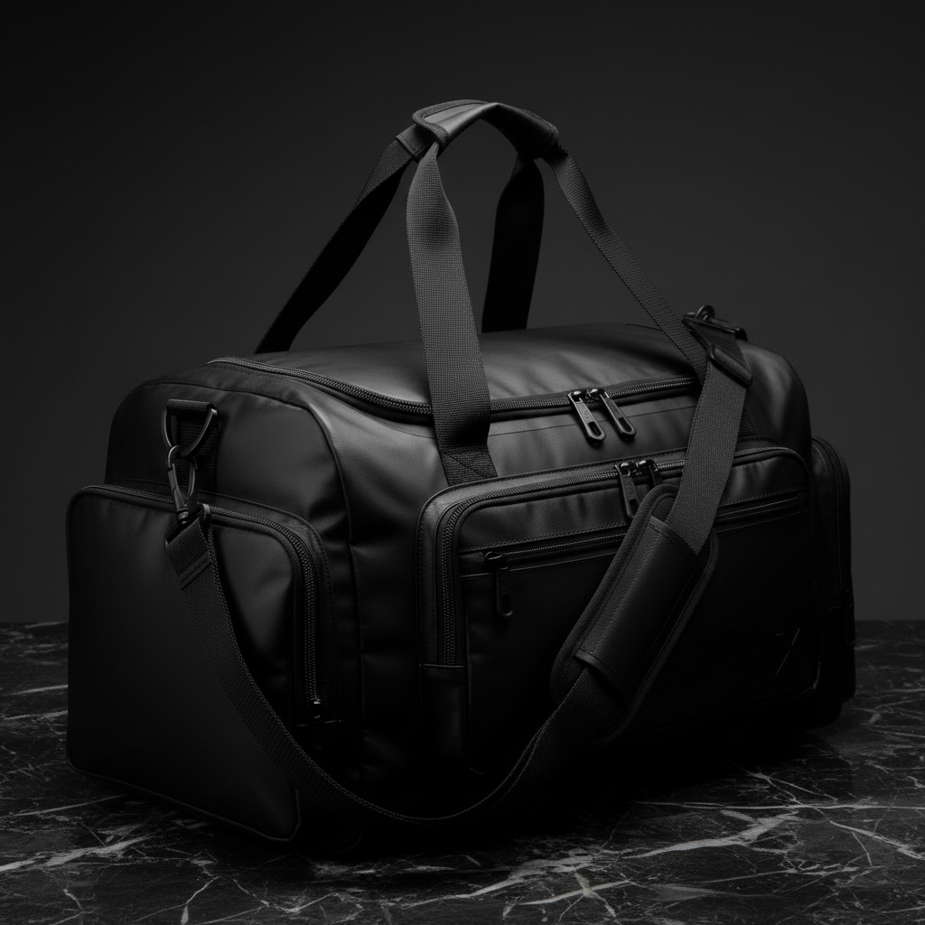 Duffel bag dark moody close-up