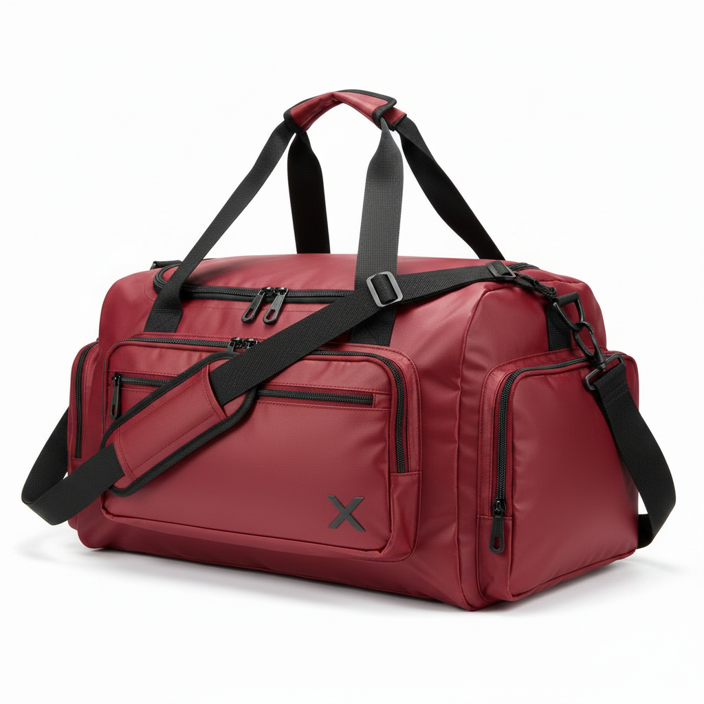 Red duffel bag