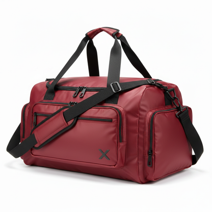 Red duffel bag