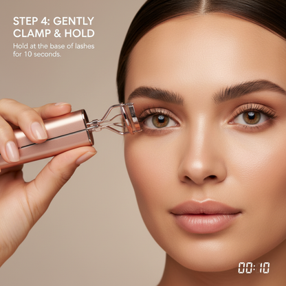 How to use step 4 - clamp curler at base of lashes