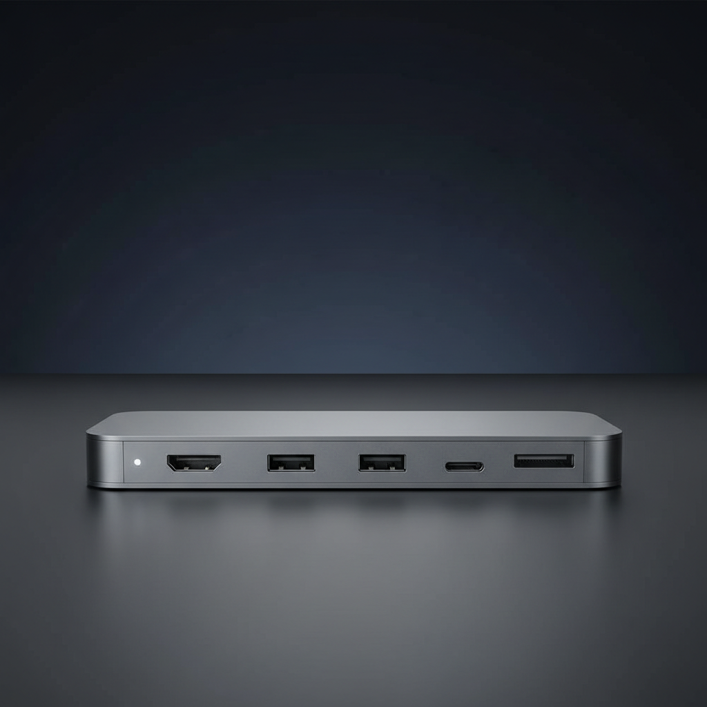 USB-C docking station side angle studio shot