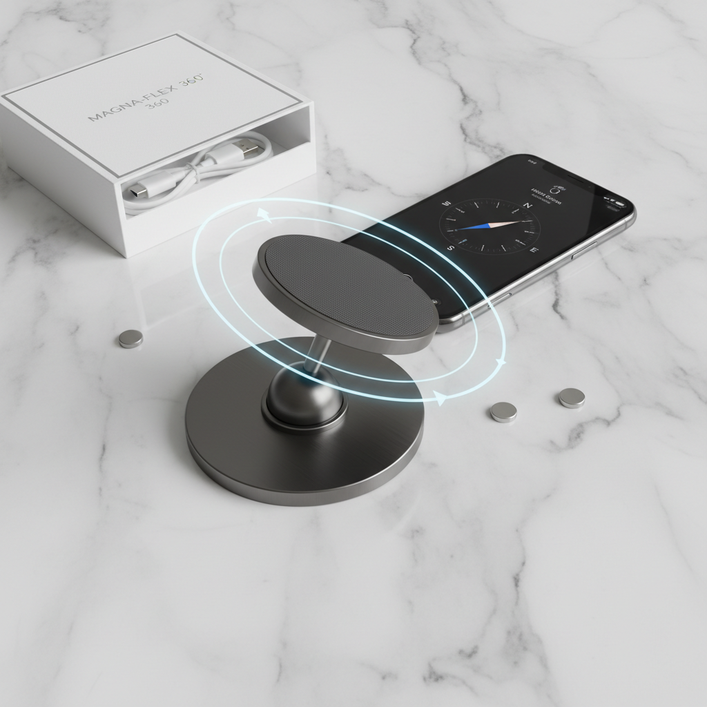Magnetic phone holder product flat lay