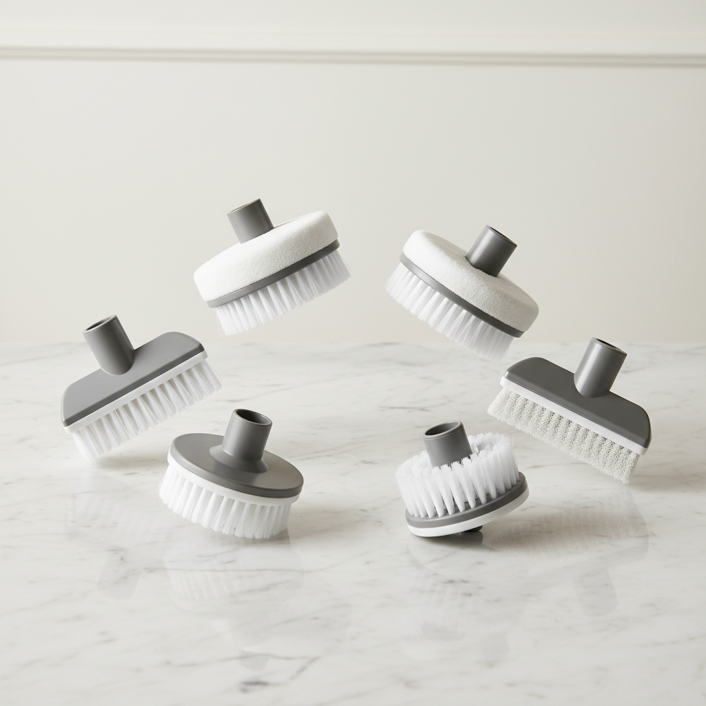 Electric spin scrubber brush head attachments showcase