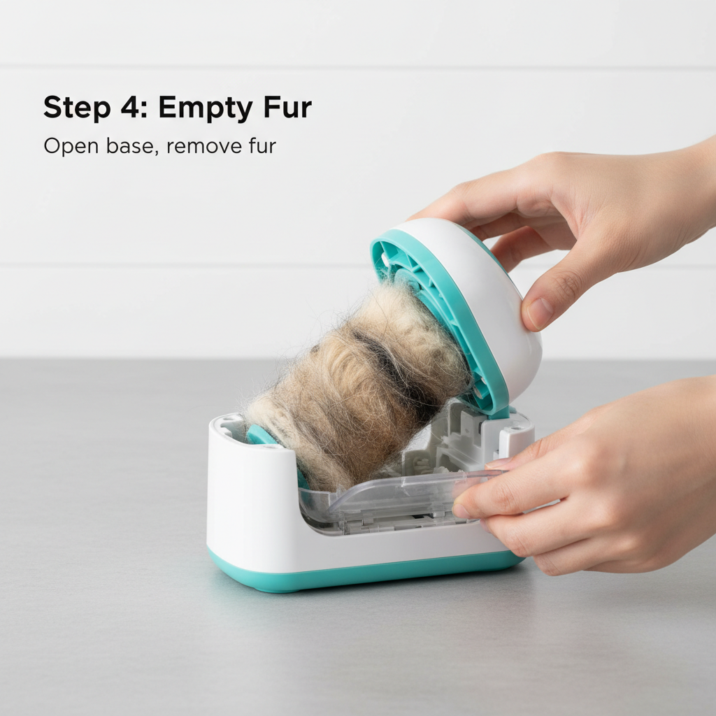 How to use step 4 - open base to see collected fur