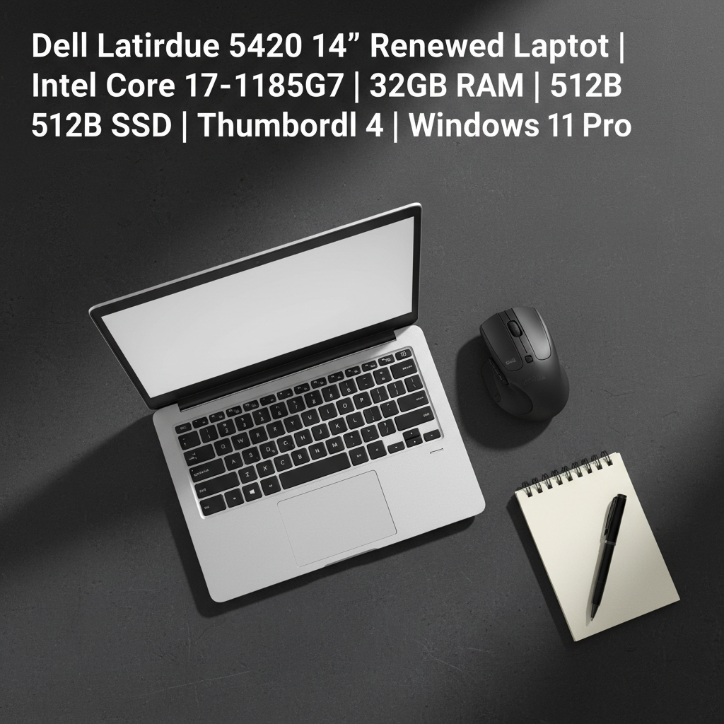 Dell Latitude 5420 flat lay with accessories