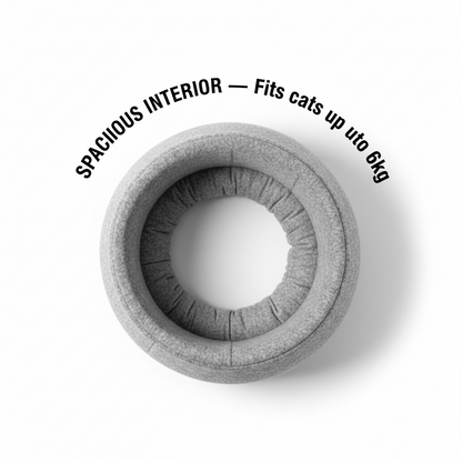 Donut Cat Tunnel Bed & Cave – Natural Felt Pet House with Interactive Toy for Cats