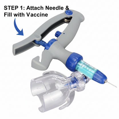 Veterinary Continuous Syringe Gun – Adjustable Dose Animal Injector with 10 Needles
